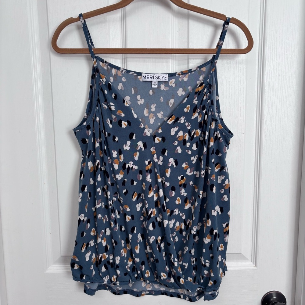 Slate Blue Abstract Print Cami | Meri Skye 1X